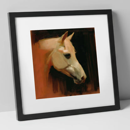 The Terracotta Portrait horse portrait art print in black frame