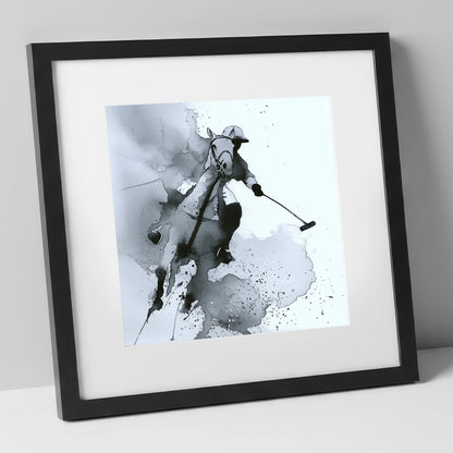 Dynamic Polo Swing polo horse art print in black frame