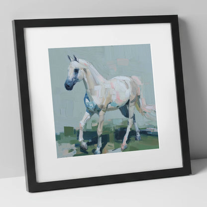 Contemporary Grey Stride horse breed art print in black frame