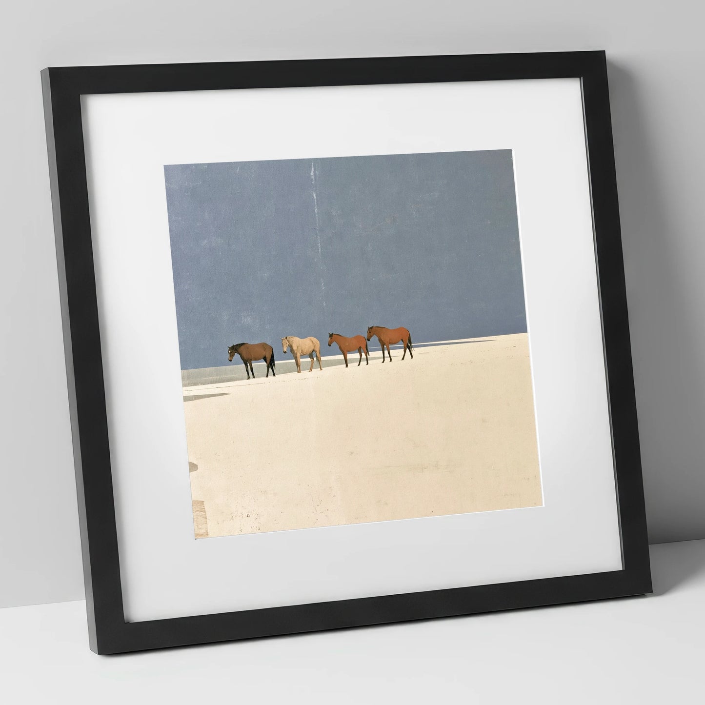 Stillness on the Horizon horse landscape art print in black frame