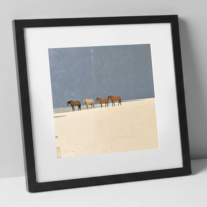 Stillness on the Horizon horse landscape art print in black frame