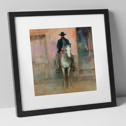Sentinel of the West western horse art print in black frame