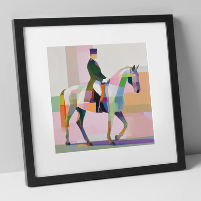 Modern Dressage Stride dressage horse art print in black frame