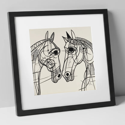 Structural Equine Bond horse portrait art print in black frame