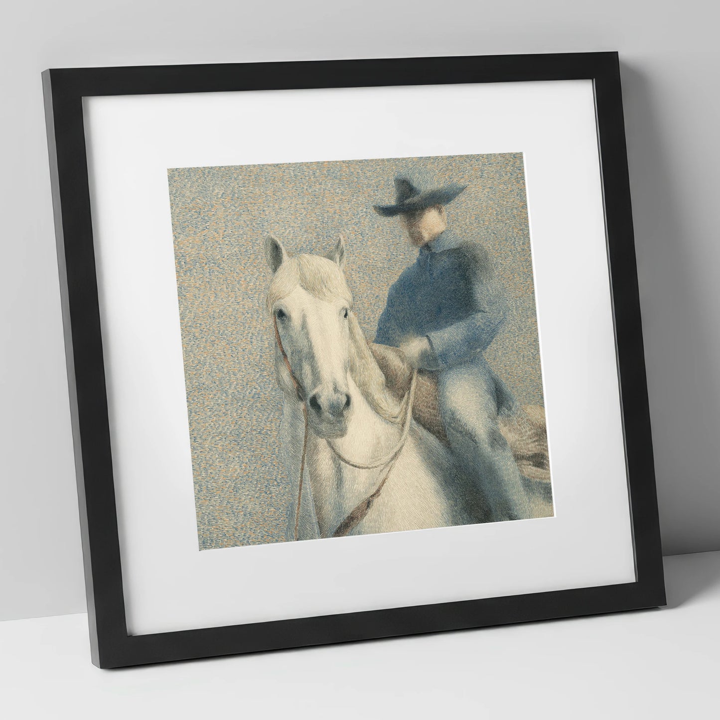 The Quiet Western western horse art print in black frame