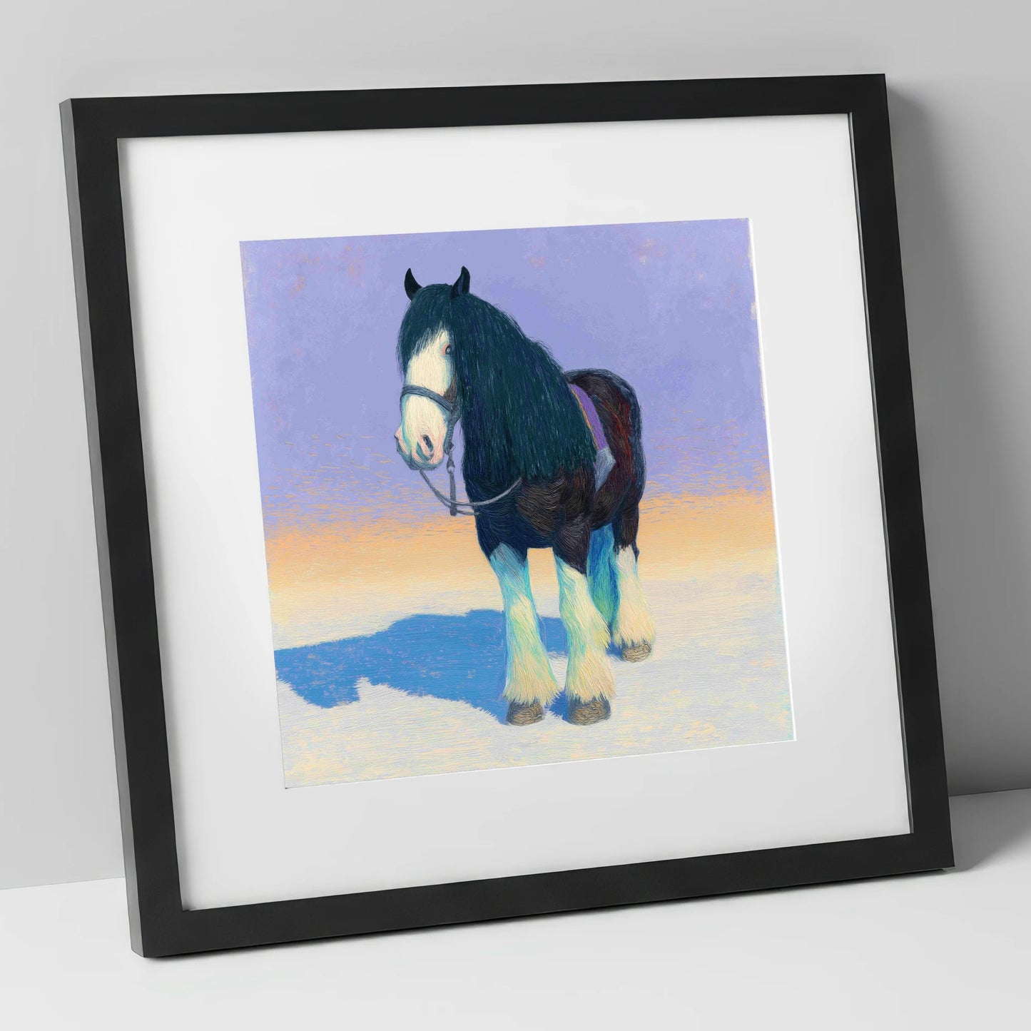 The Gentle Giant horse breed art print in black frame