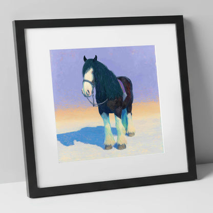 The Gentle Giant horse breed art print in black frame