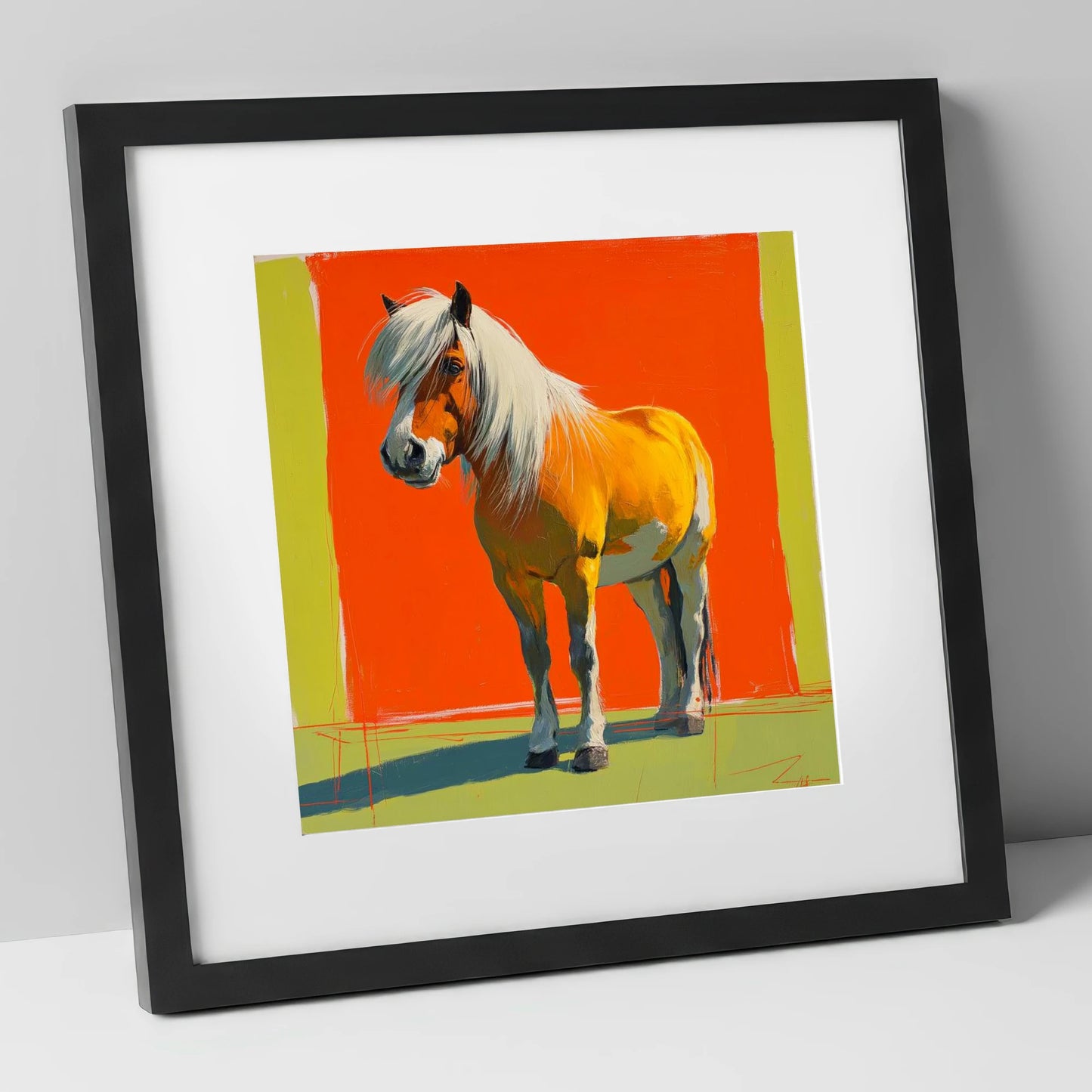 The Golden Haflinger horse breed art print in black frame