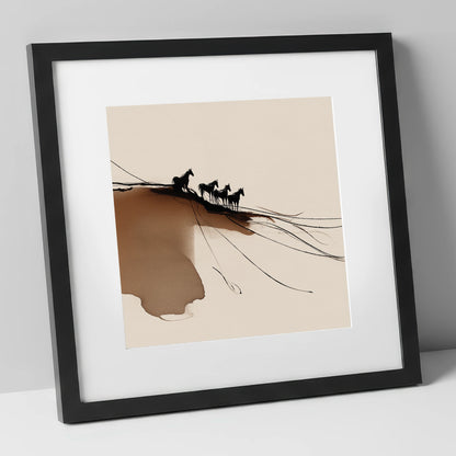 Herd on the Horizon wild horses art print in black frame