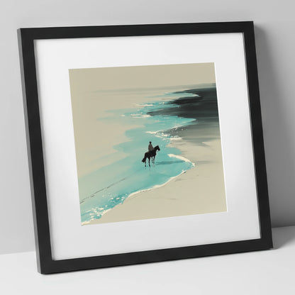 Edge of the Tide horse landscape art print in black frame