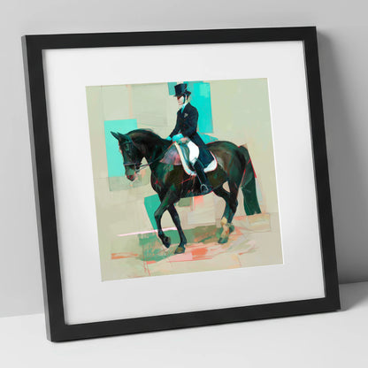 Contemporary Collection dressage horse art print in black frame
