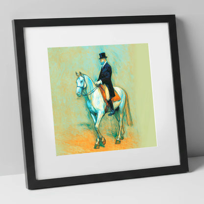 The Classical Master dressage horse art print in black frame