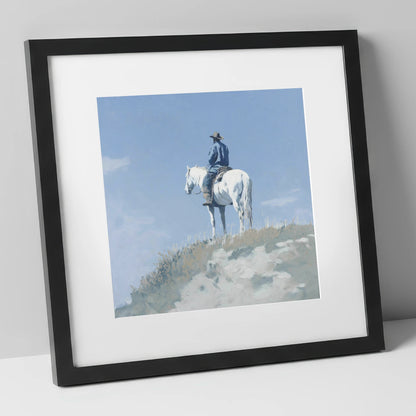 High Country Solitude western horse art print in black frame