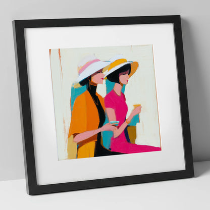 Trackside Glamour racing horse art print in black frame