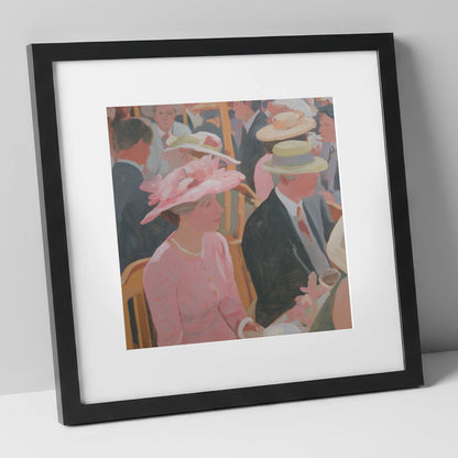 Summer Meet Elegance racing horse art print in black frame