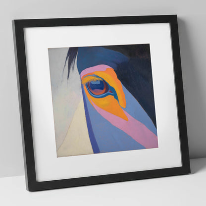 Chromatic Vision horse portrait art print in black frame