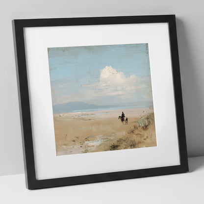 The Quiet Horizon horse landscape art print in black frame
