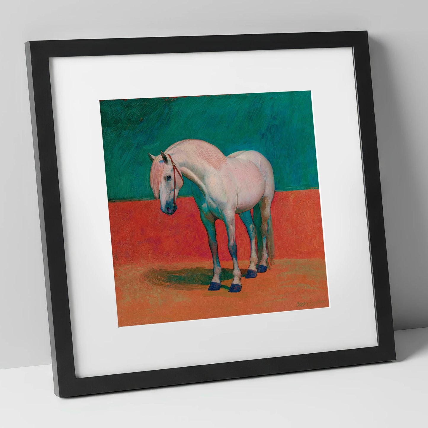 The Painted Grey horse breed art print in black frame