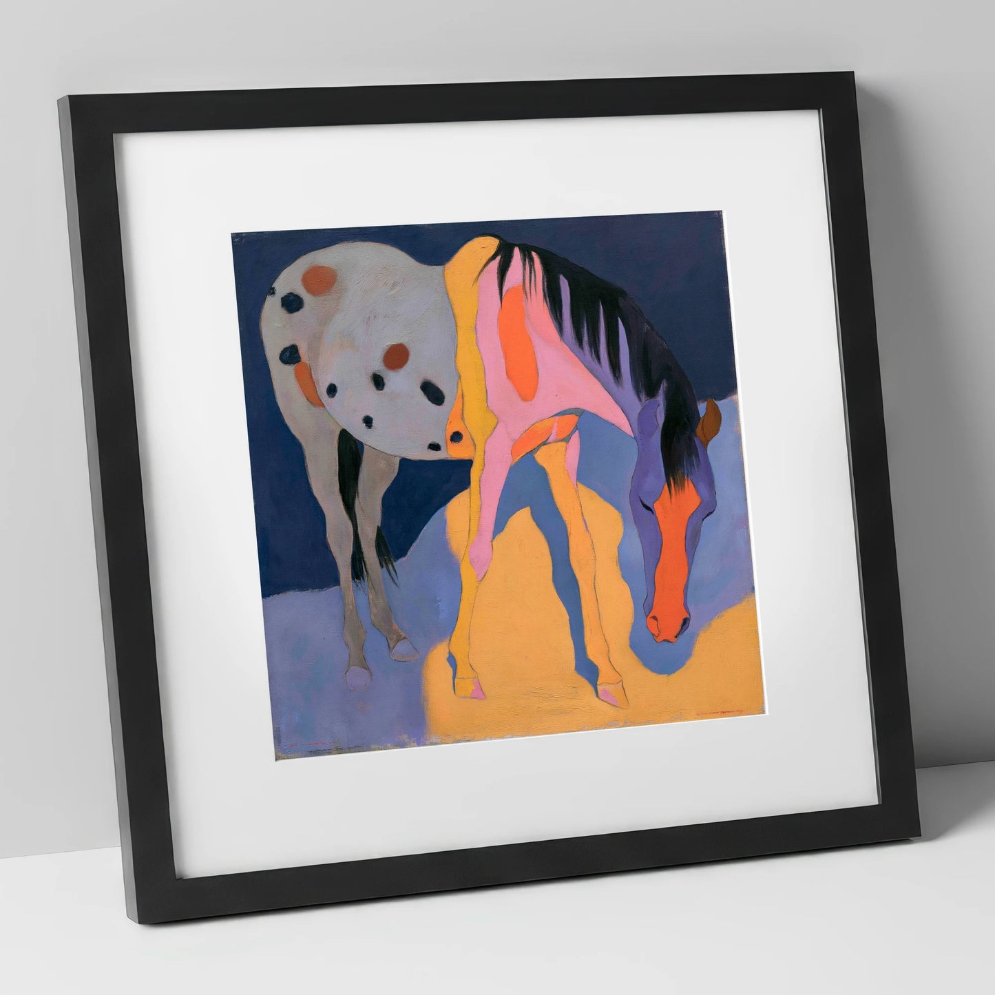Vibrant Grazing Appaloosa Horse horse breed art print in black frame