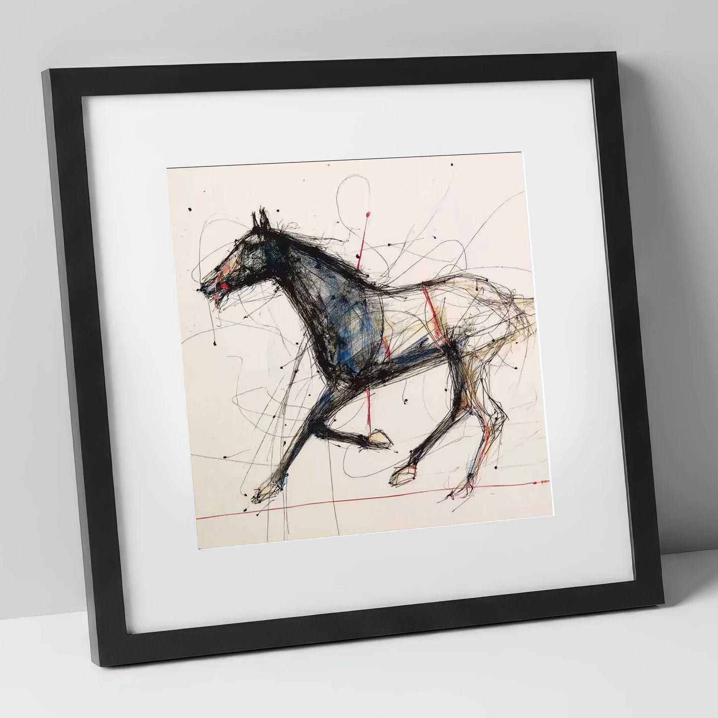 Racing Pulse racing horse art print in black frame
