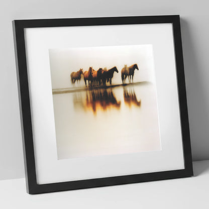 Mirage of the Herd wild horses art print in black frame