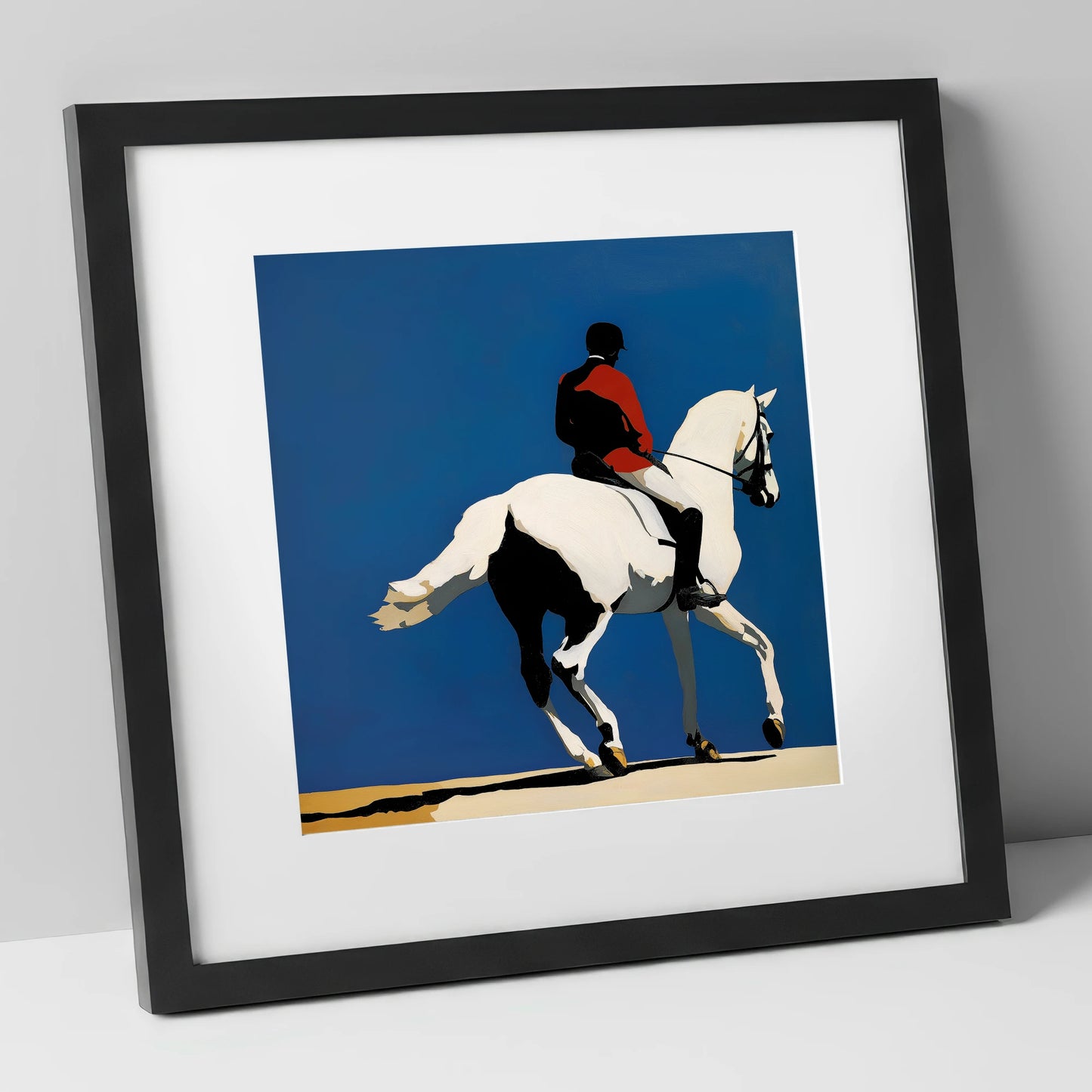 Scarlet Dressage Silhouette dressage horse art print in black frame