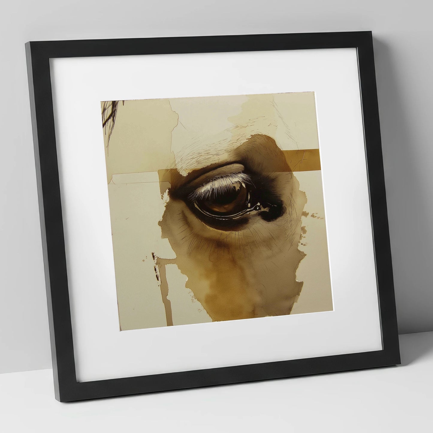 The Equine Gaze horse portrait art print in black frame