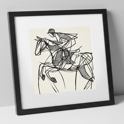 Dynamic Line Jumper show jumping horse art print in black frame