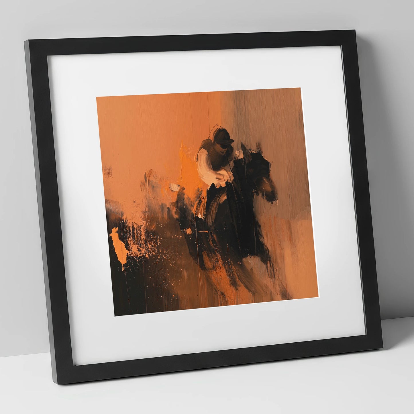 Amber Stride racing horse art print in black frame