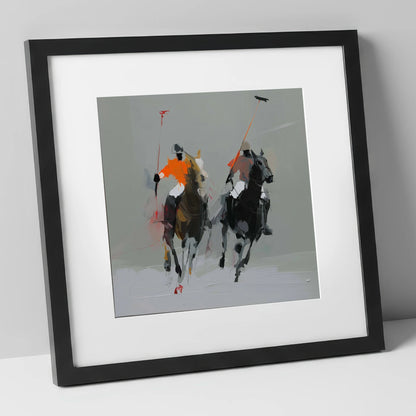 The Breakaway polo horse art print in black frame