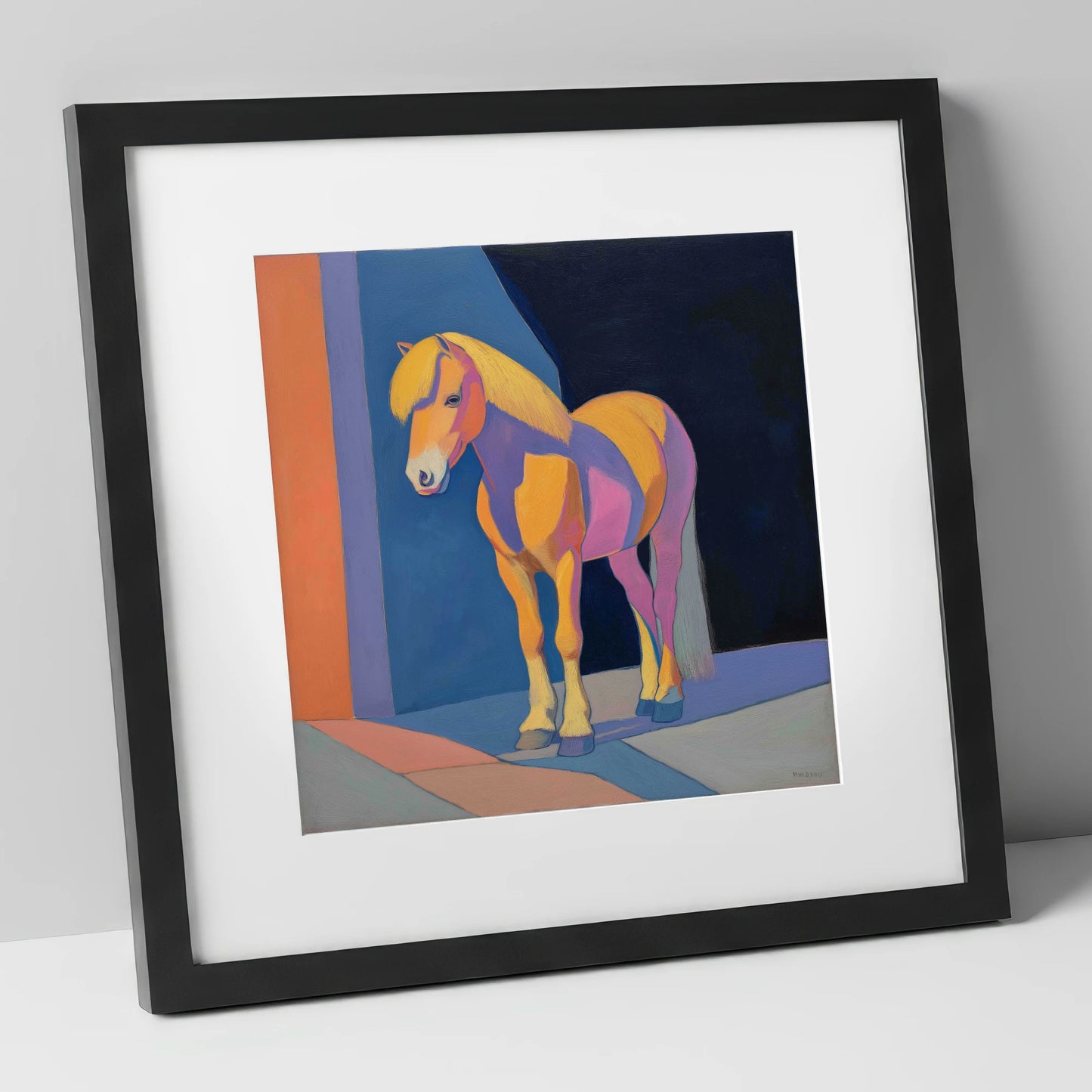 Radiant Golden Pony horse breed art print in black frame