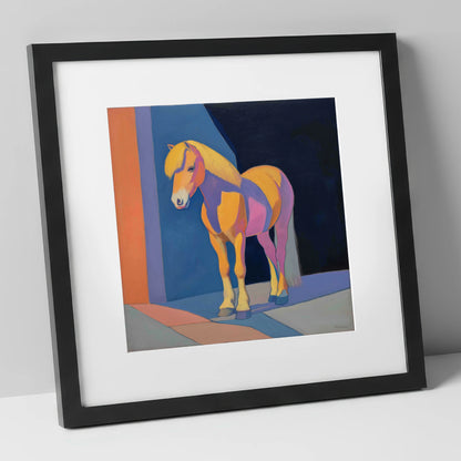 Radiant Golden Pony horse breed art print in black frame