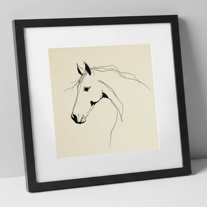 Elegant Equine Silhouette horse breed art print in black frame