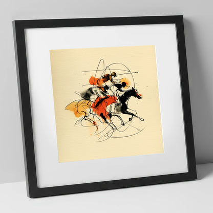 The Final Furlong racing horse art print in black frame