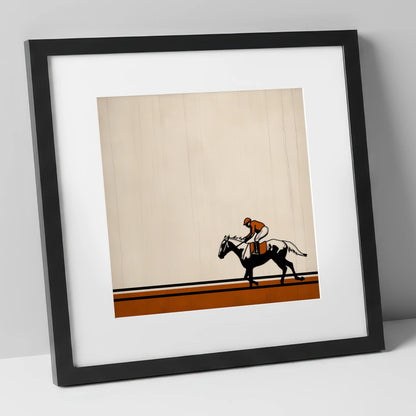The Final Furlong racing horse art print in black frame