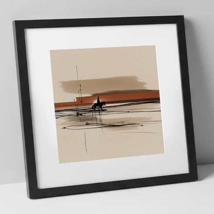 The Solitary Trail western horse art print in black frame