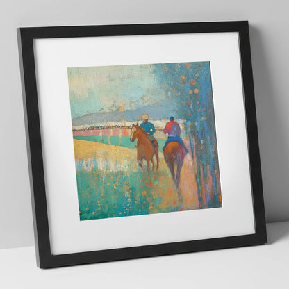Morning Ride Out racing horse art print in black frame