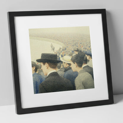 Anticipation at the Rail racing horse art print in black frame