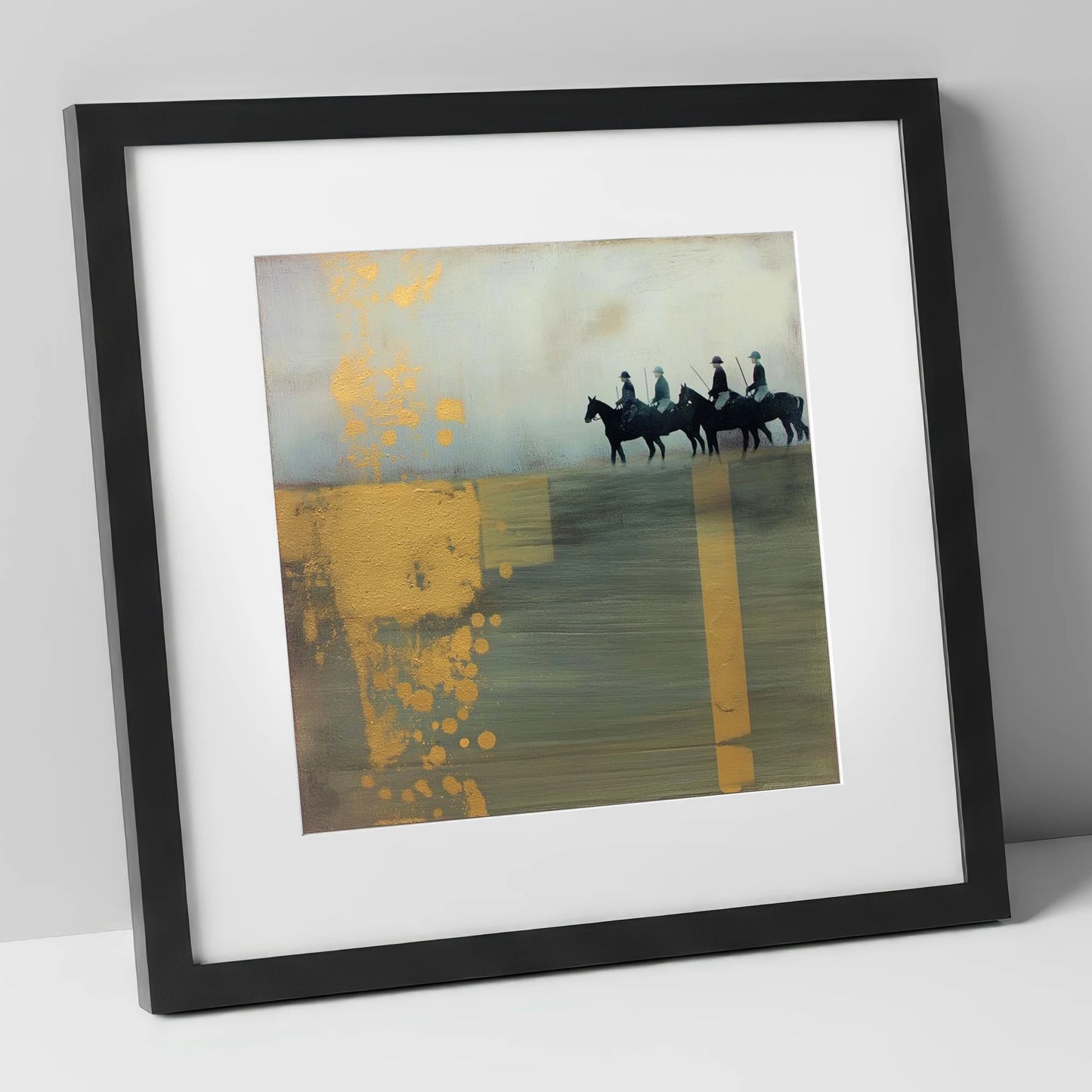 The Gilded Chukka polo horse art print in black frame