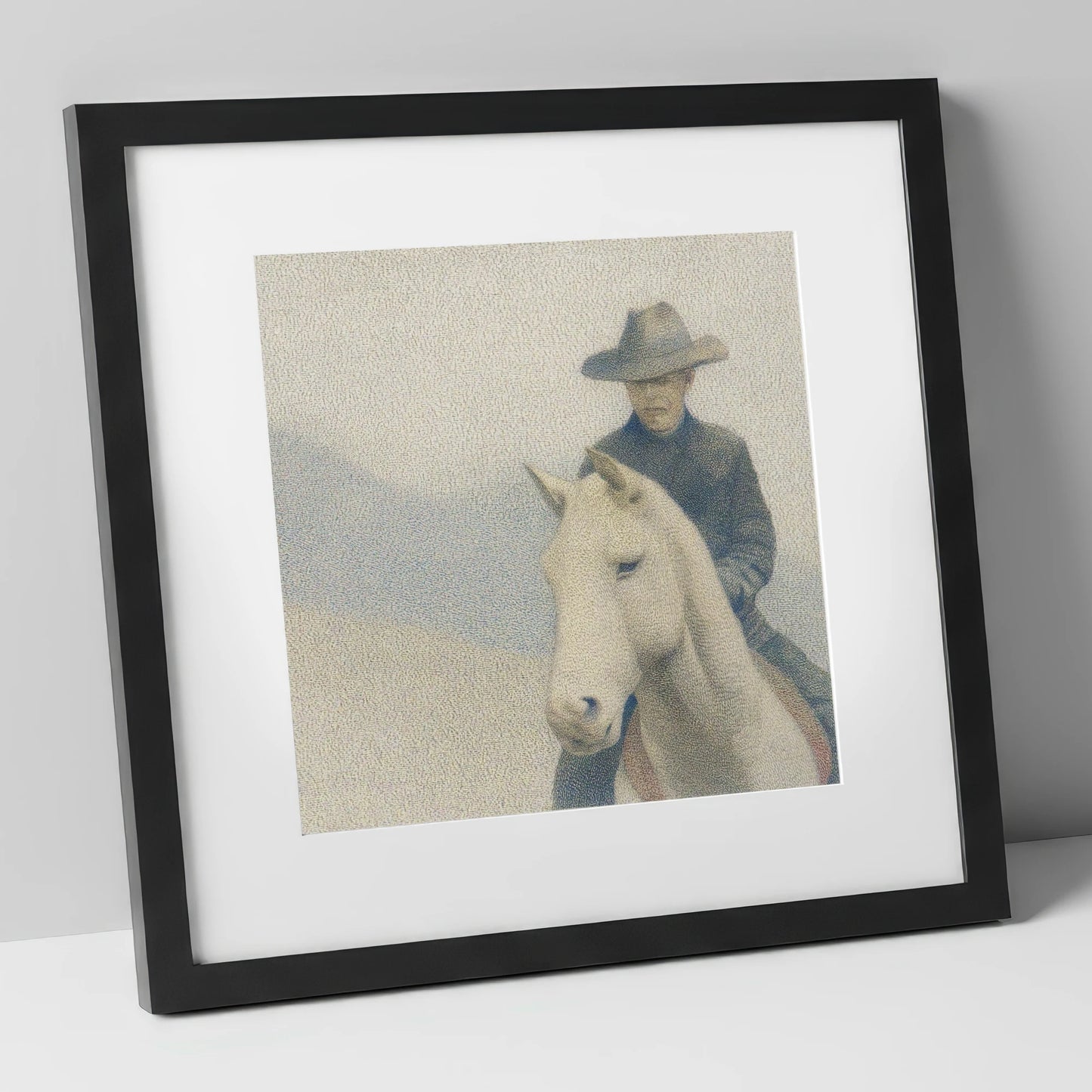 The Quiet Trail western horse art print in black frame
