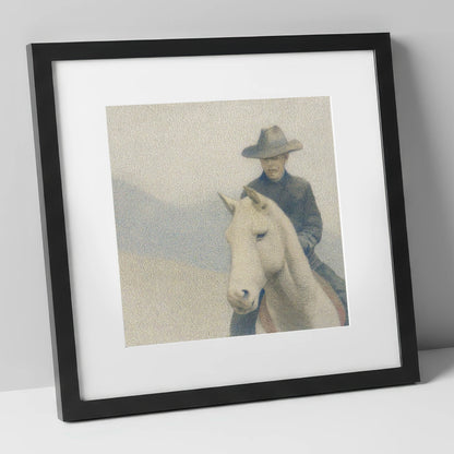 The Quiet Trail western horse art print in black frame
