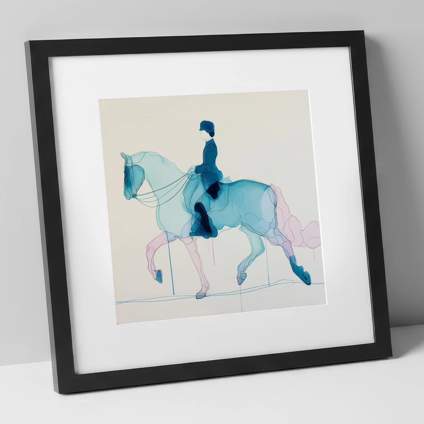 Fluid Dressage Grace dressage horse art print in black frame