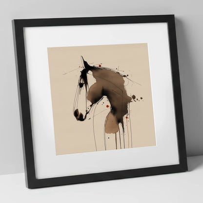 Fluid Sepia Equine Profile horse portrait art print in black frame