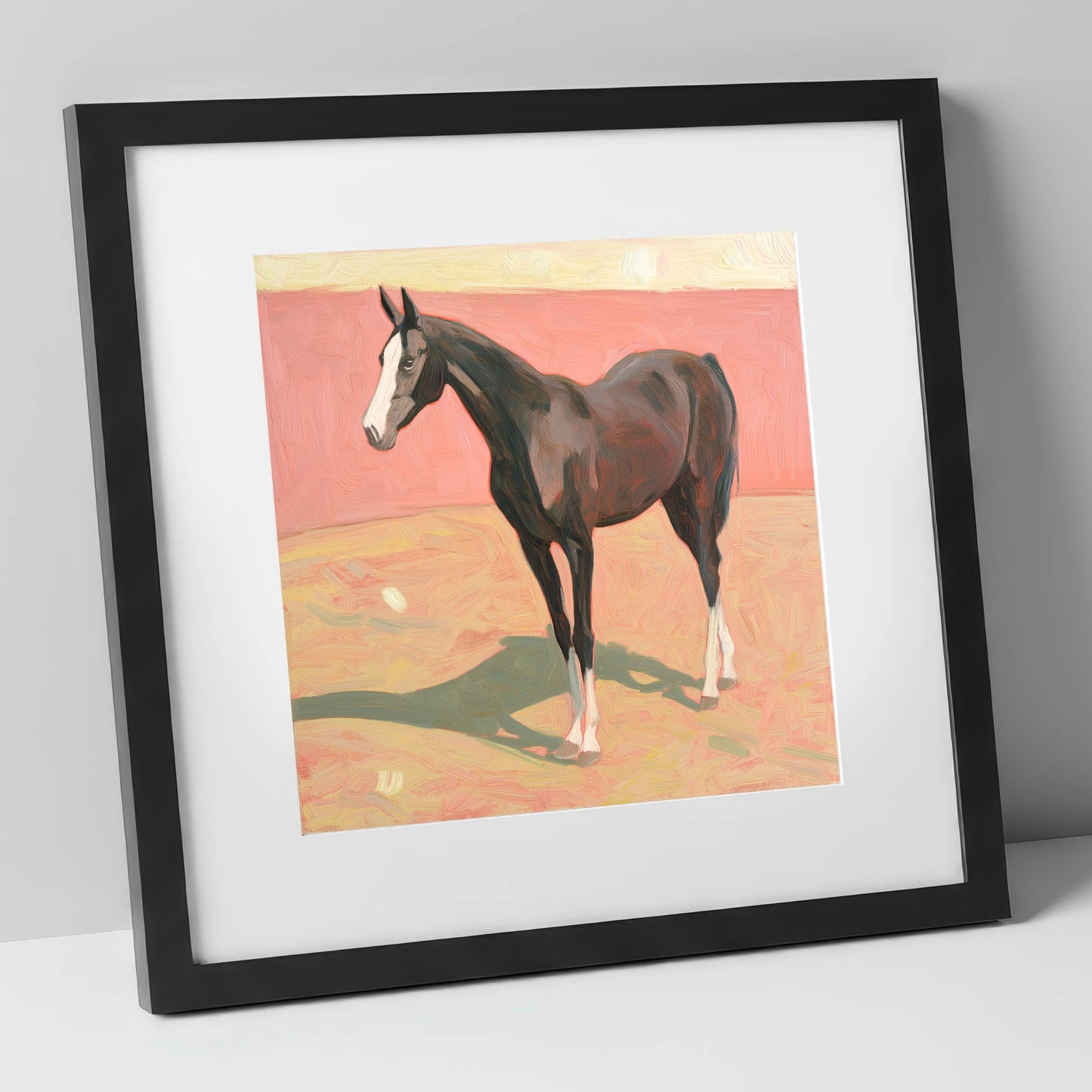 Quiet Grace in Pastel horse breed art print in black frame