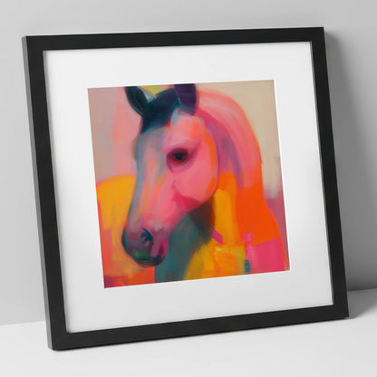Radiant Equine Spirit horse portrait art print in black frame