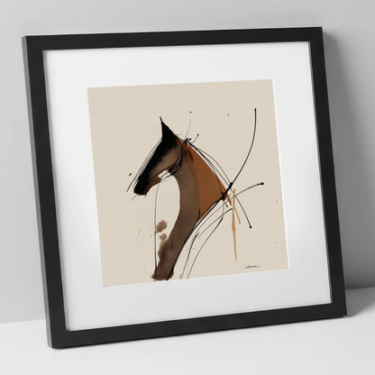 Abstract Equine Spirit horse portrait art print in black frame