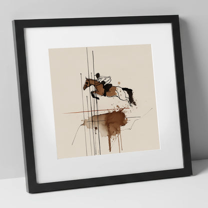 Dynamic Clearance show jumping horse art print in black frame