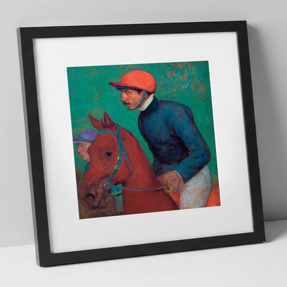 Turf Anticipation racing horse art print in black frame