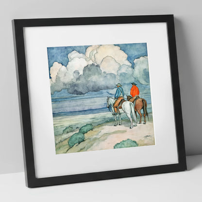 The Gathering Storm horse landscape art print in black frame