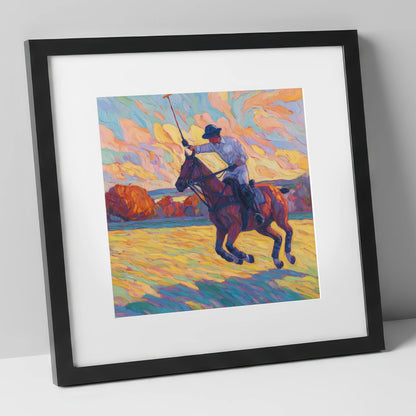 The Final Chukka polo horse art print in black frame